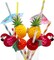 100PCS Flamingo Fruit Paper Straws,Disposable Plastic Drinking Straws,Tropical Hawaiian Beach Summer Pool Party Cocktail Decorations - Assorted Colors